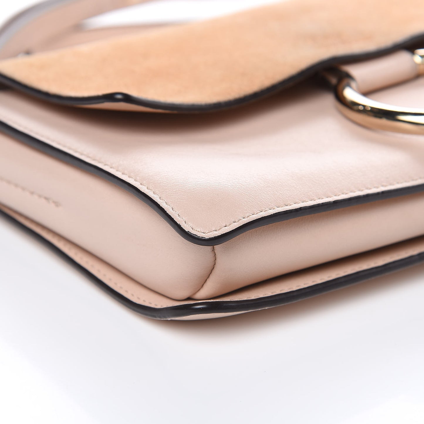 Suede Calfskin Small Faye Shoulder Bag Cement Pink