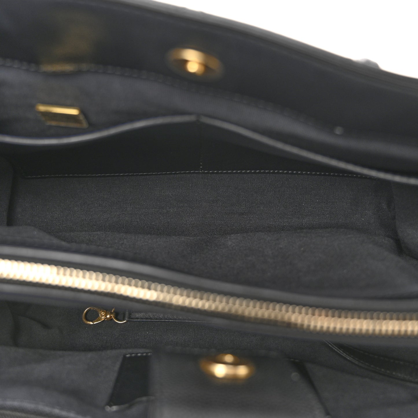 Shiny Caviar Quilted Chain Handle Small Shopping Tote Black