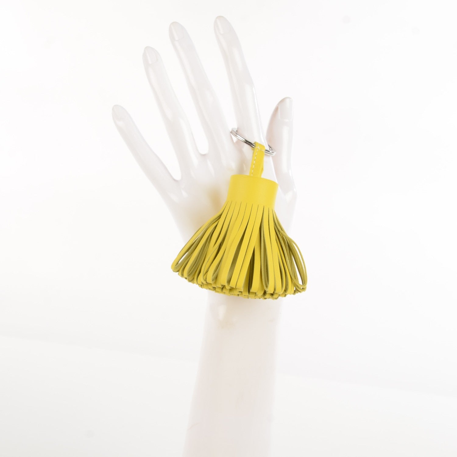 Hermes Lambskin Carmen Tassel Key Holder Lime 2 of 6