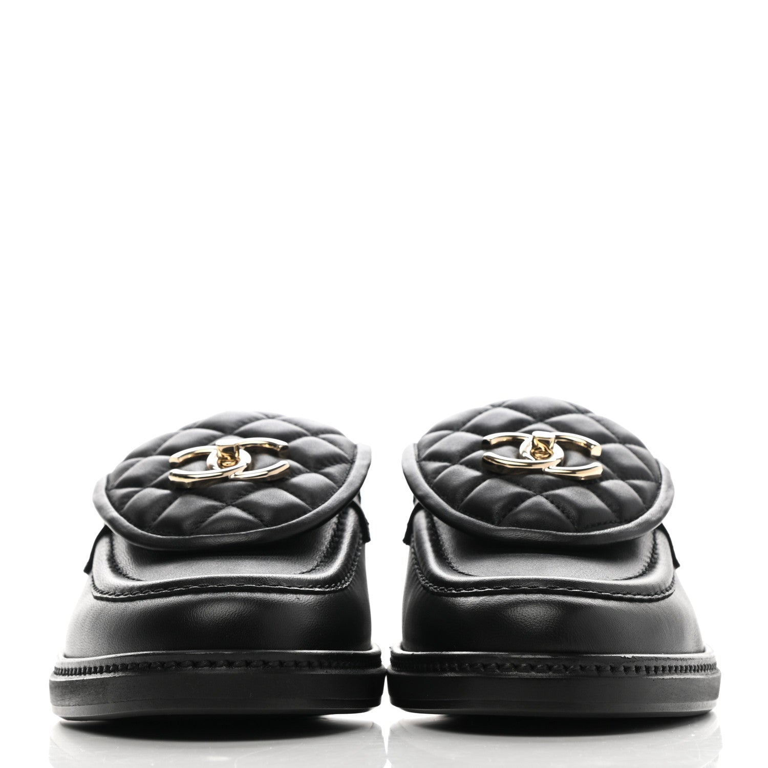 Chanel Lambskin Quilted CC Turnlock Loafers 39 Black 2 of 9
