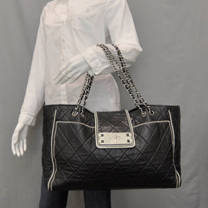 Chanel Lambskin Quilted East West Large Tote Black 2 of 8