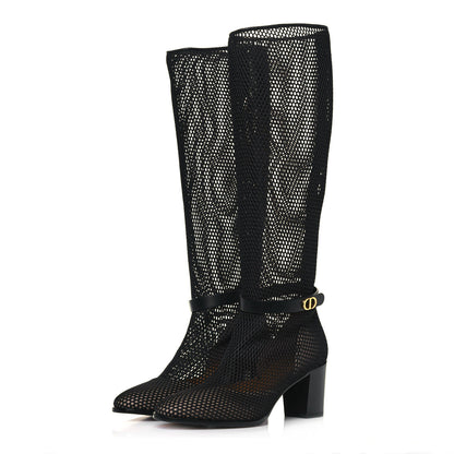 Christian Dior Empriente Mesh Montaigne Knee Boots 39 Black 3 of 8