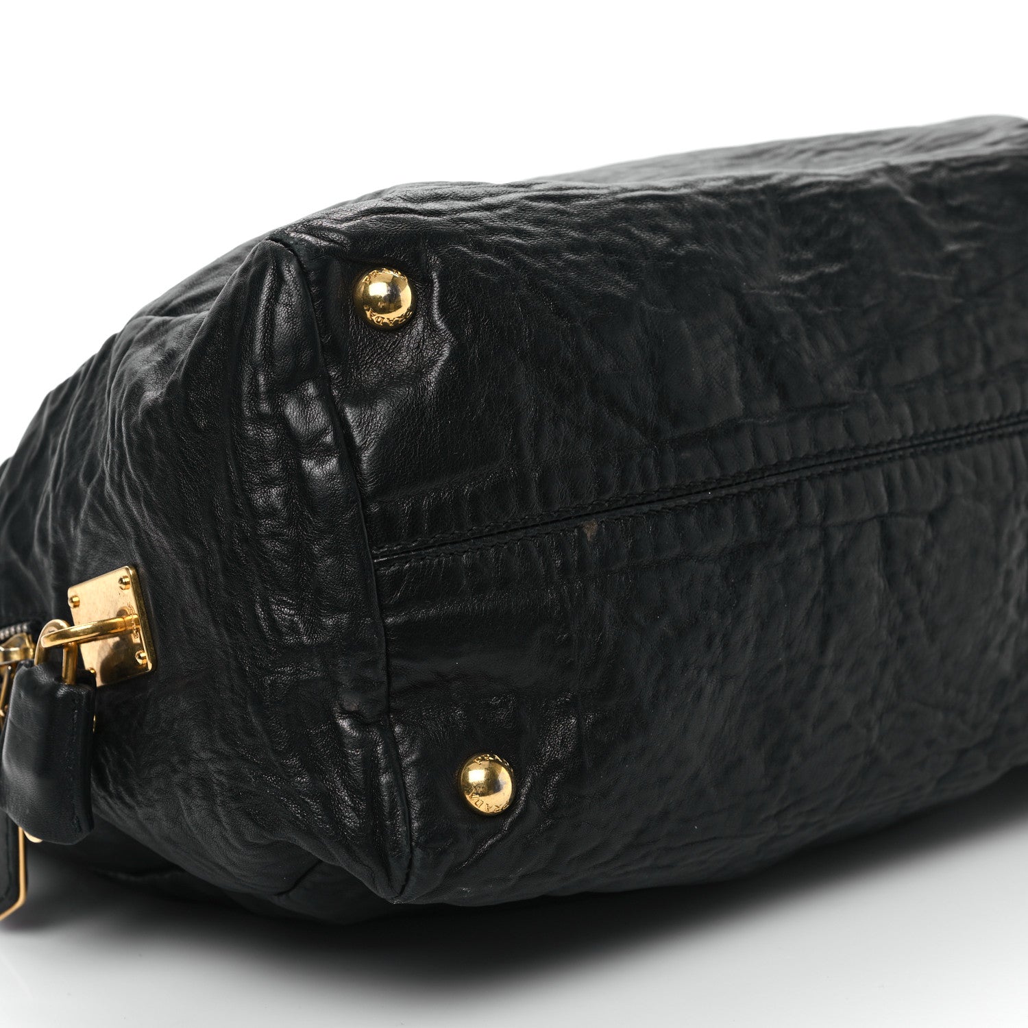 Prada Nappa Antique Side Zip Shoulder Bag Black 9 of 12