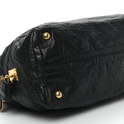 Prada Nappa Antique Side Zip Shoulder Bag Black 9 of 12