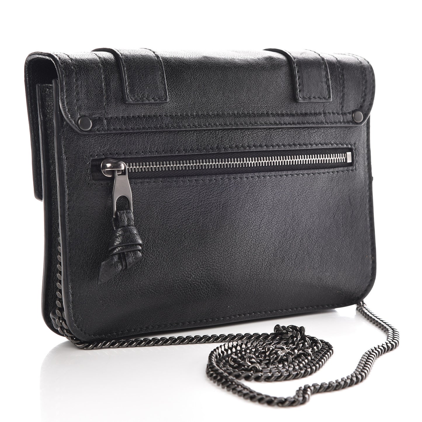 Lambskin Large PS1 Chain Wallet Black