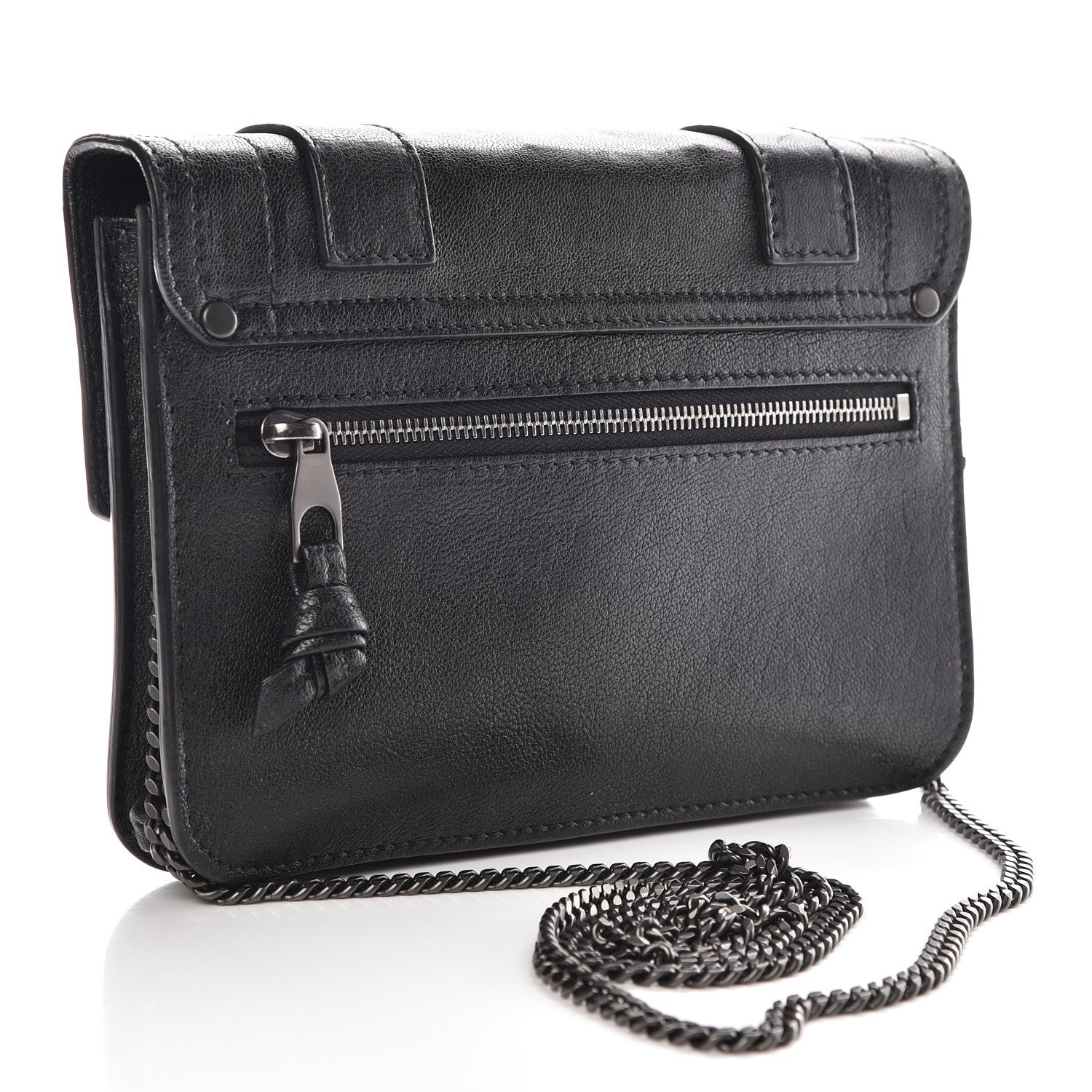 Proenza Schouler Lambskin Large PS1 Chain Wallet Black 3 of 9
