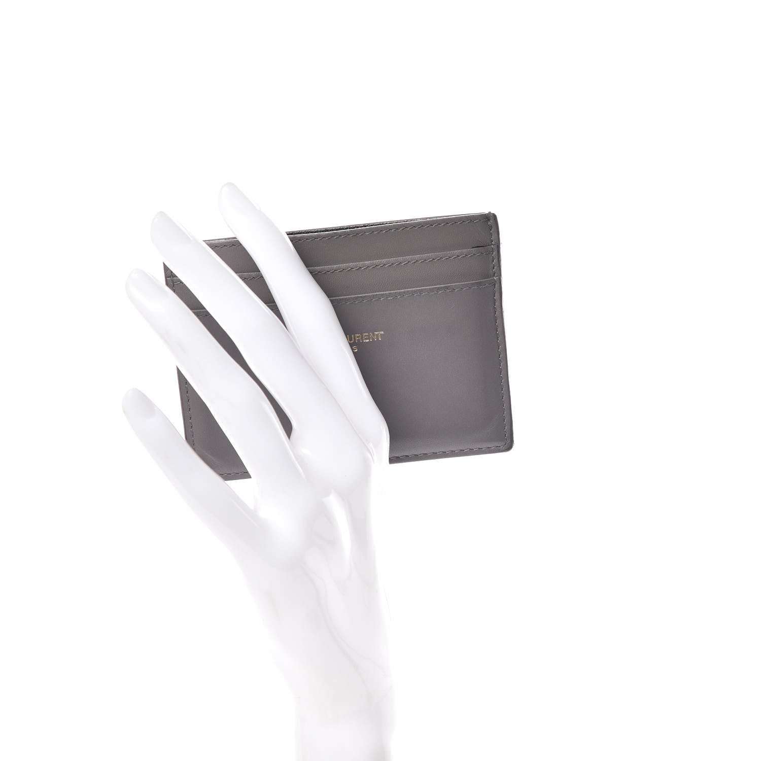 Saint Laurent Calfskin Credit Card Case Fog 3 of 12