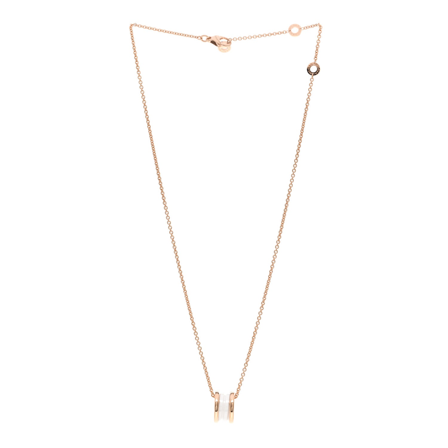 Bulgari 18K Rose Gold White Ceramic B.Zero1 Pendant Necklace 3 of 5