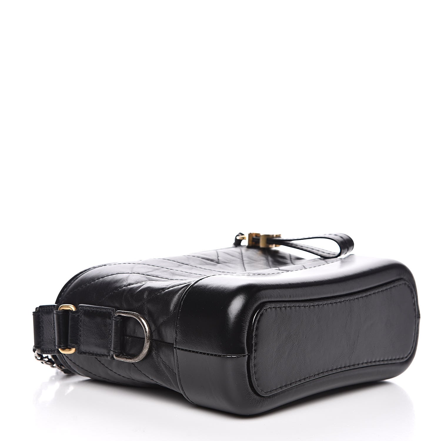 Chanel Aged Calfskin Chevron Quilted Small Gabrielle Hobo Black 4 of 10
