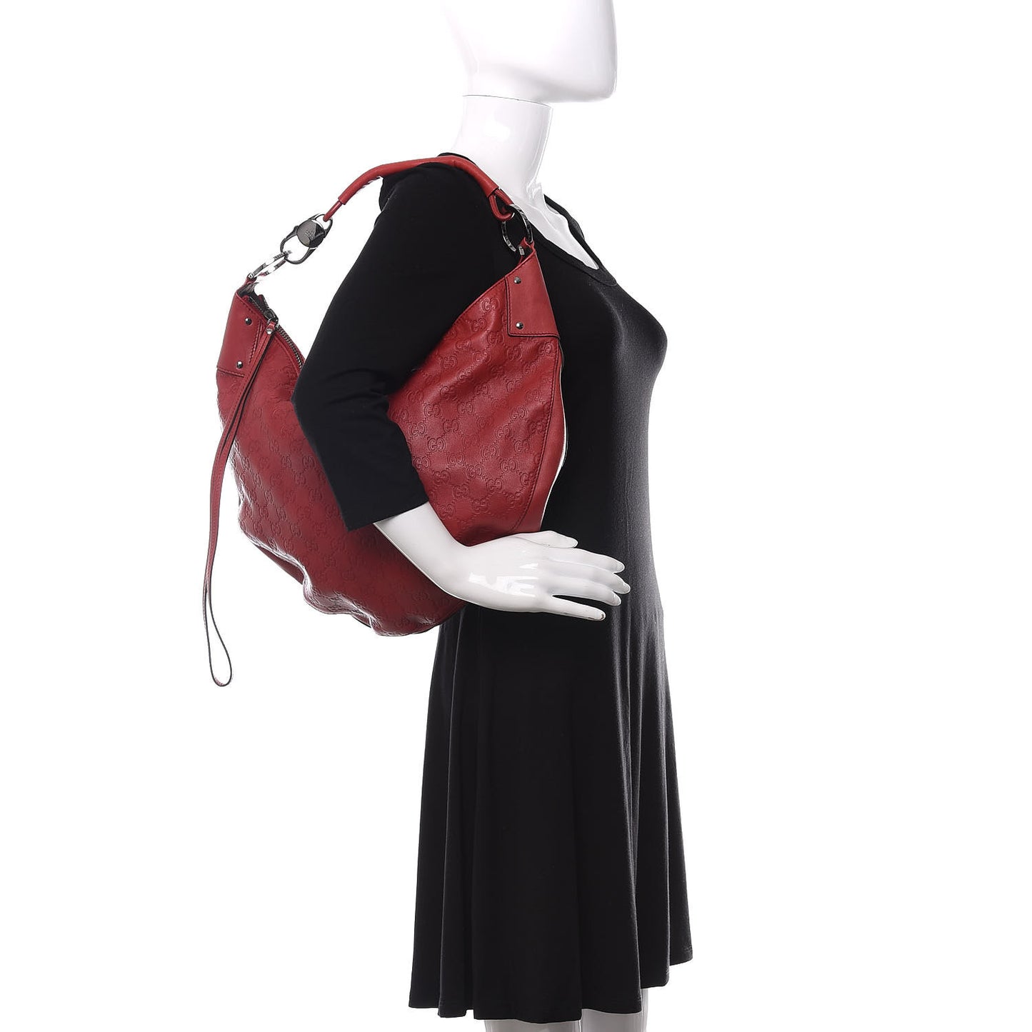 Guccissima Half Moon Bamboo Ring Hobo Red