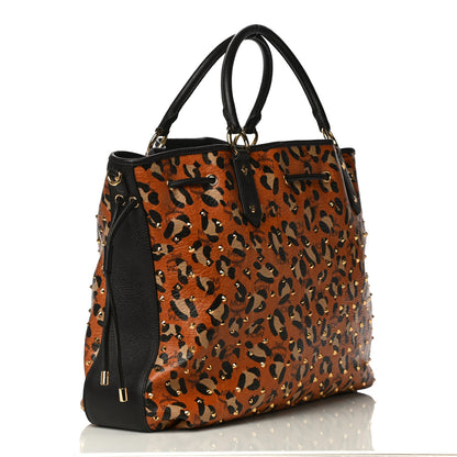 MCM Visetos Leopard Print Large Drawstring Shoulder Bag Cognac 3 of 11