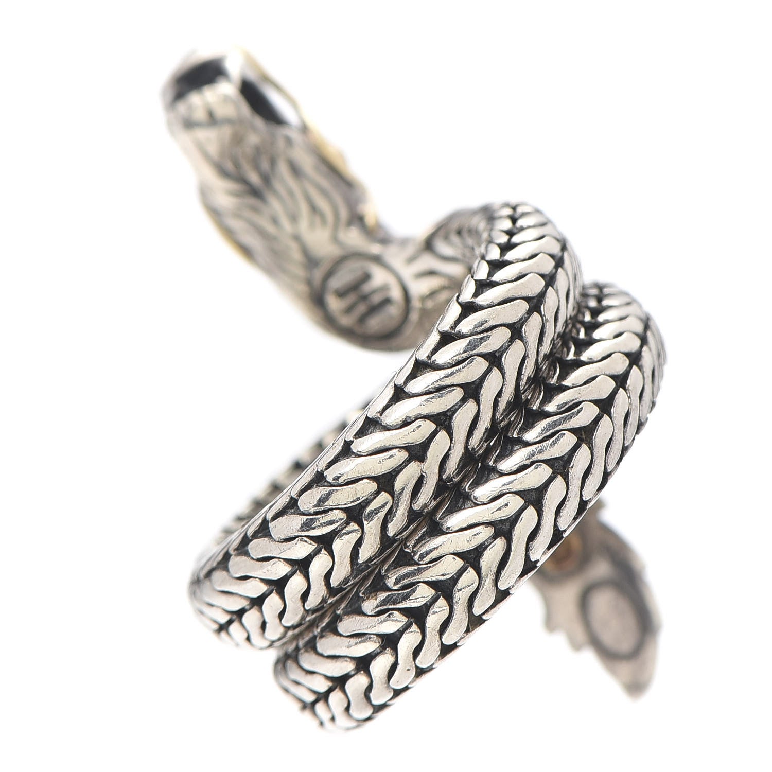 John Hardy Sterling Silver 18K Yellow Gold Naga Dragon Coil Ring 54 7 4 of 6