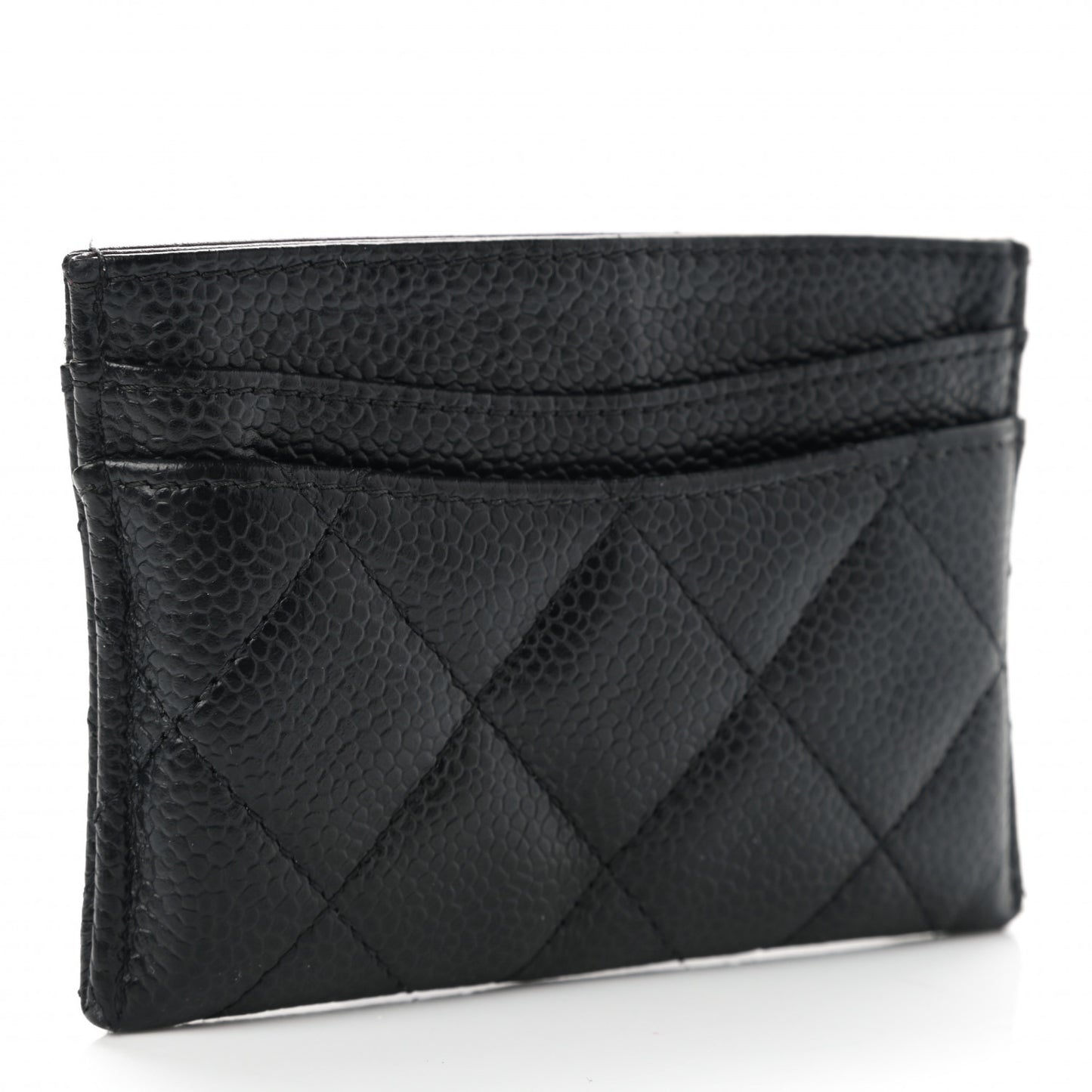 Caviar Quilted Card Holder Black