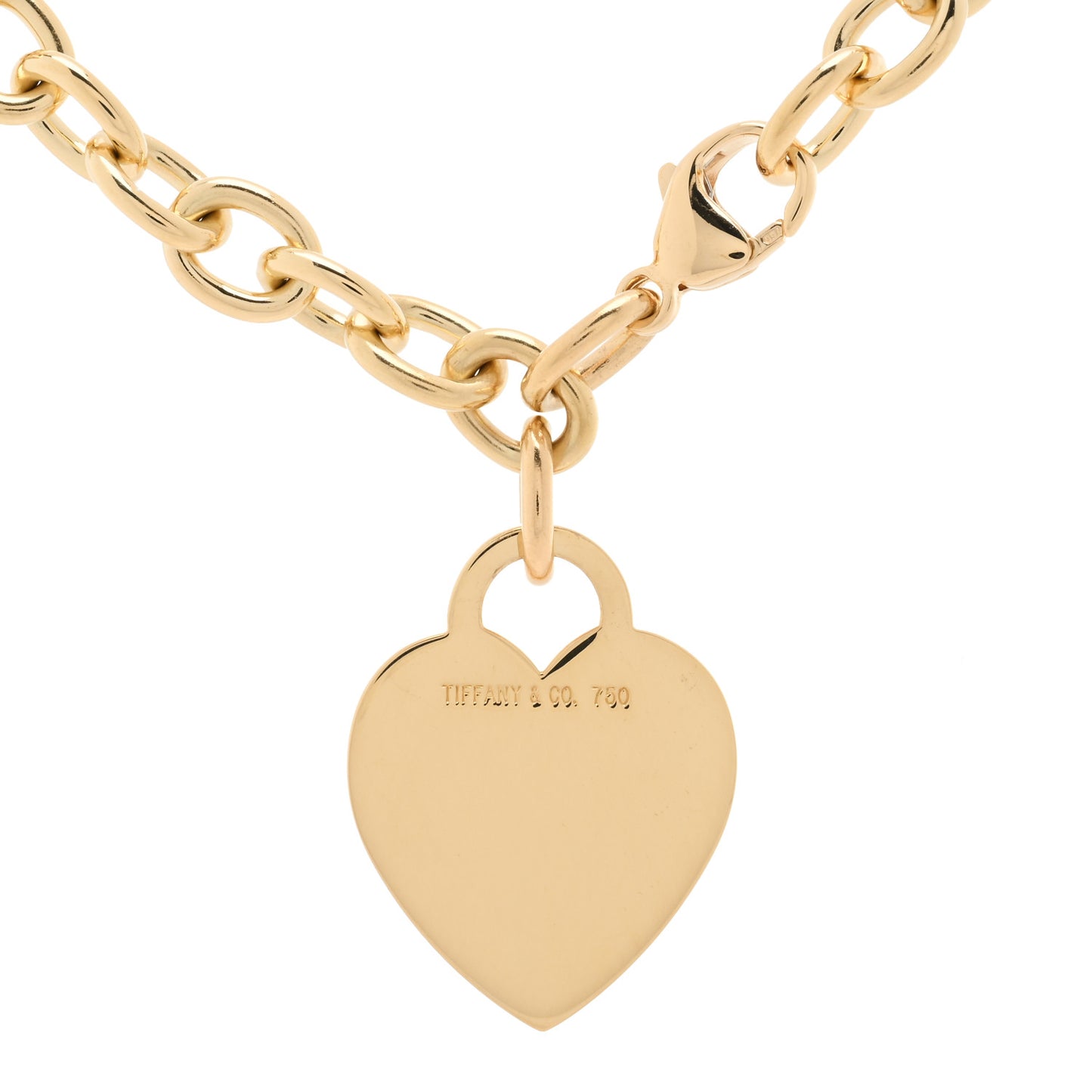 18K Yellow Gold Heart Tag Charm Bracelet