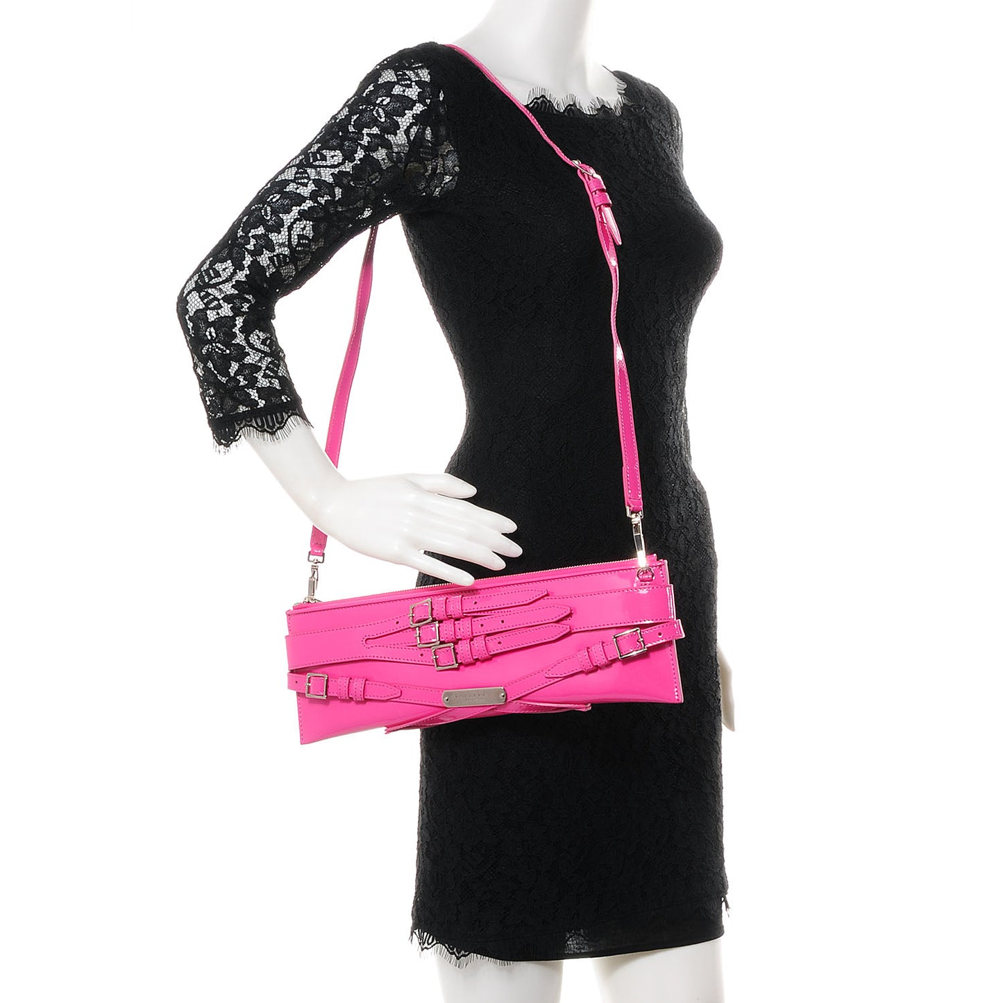 Patent Bridle Calfskin Clutch Bag Pink