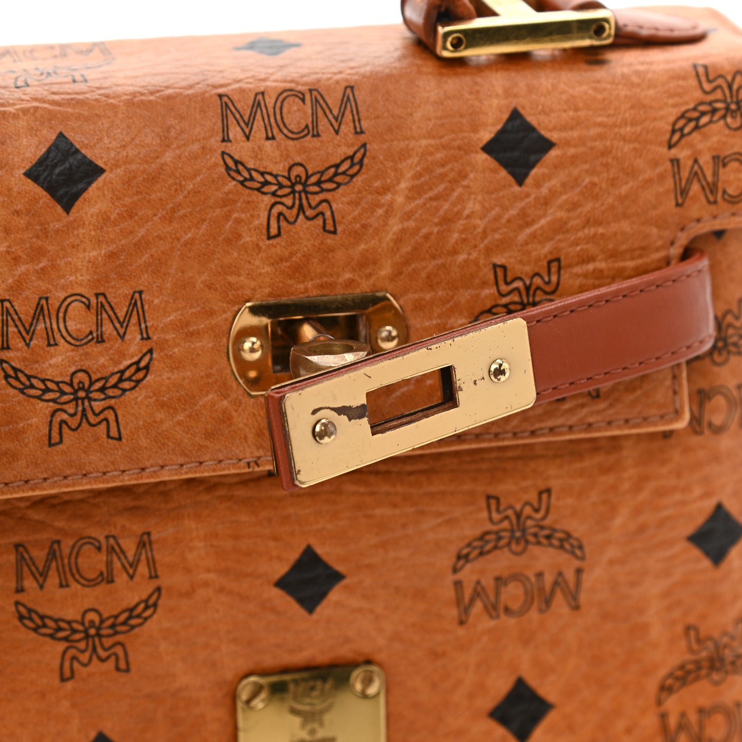 Visetos Mini Heritage Top Handle Satchel Cognac