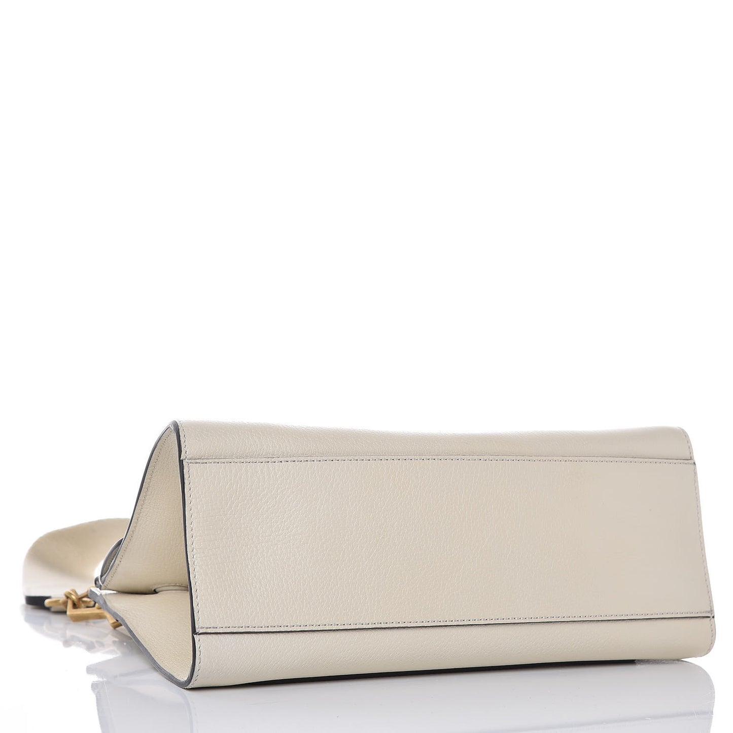 Grained Calfskin Web Stripe Butterfly Medium Totem Top Handle Bag White