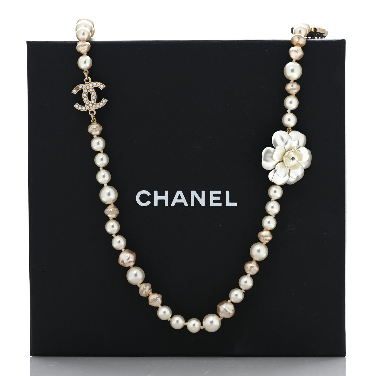 Chanel Pearl Camellia CC Long Necklace Gold 5 of 6