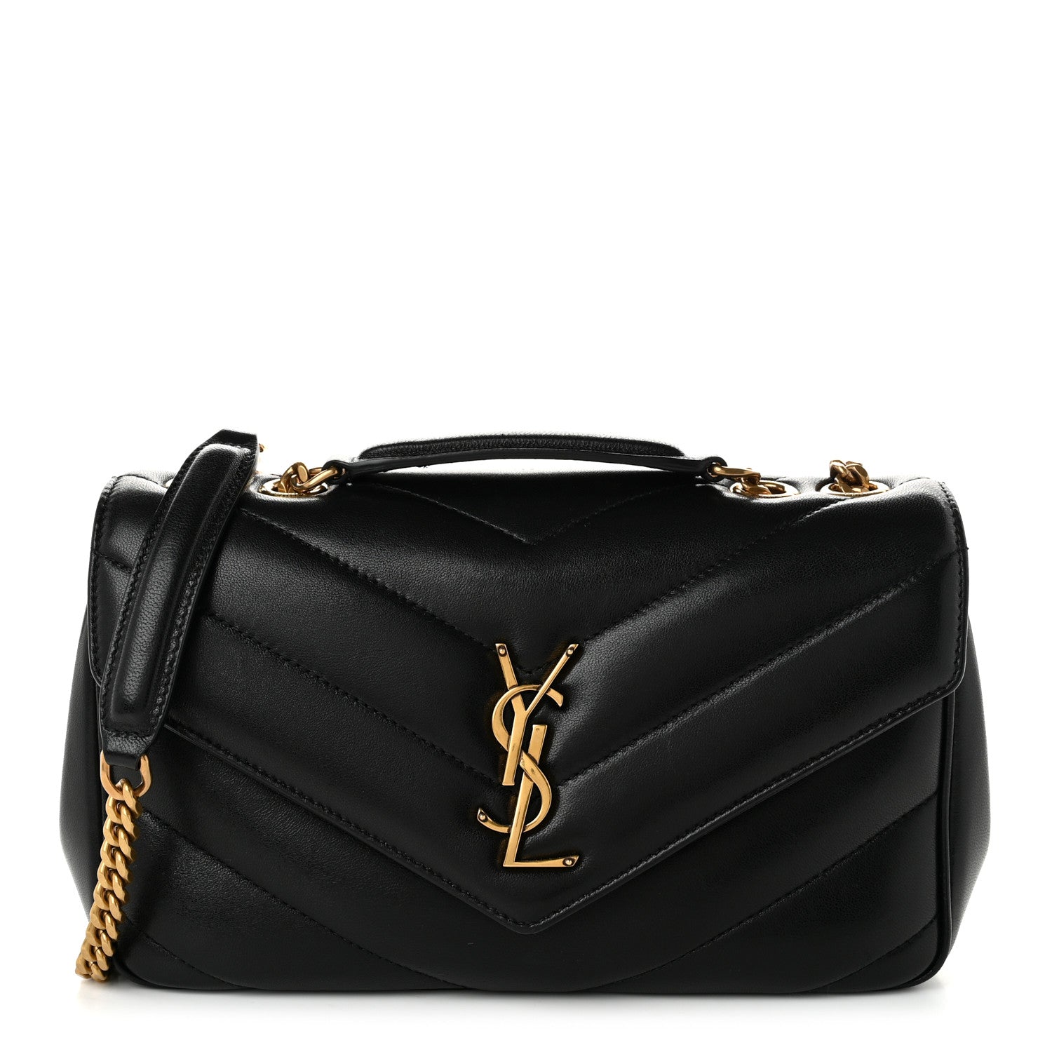 Saint Laurent Lambskin Chevron Quilted Small Loulou Black 1 of 12