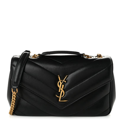 Saint Laurent Lambskin Chevron Quilted Small Loulou Black 1 of 12