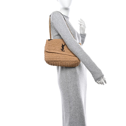 Saint Laurent SAINT LAURENT Raffia Calfskin Monogram Medium Niki Chain Satchel Natural 2 of 10