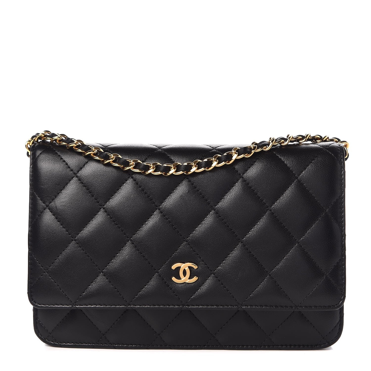 Chanel Lambskin Quilted Wallet On Chain WOC Black 1 of 10