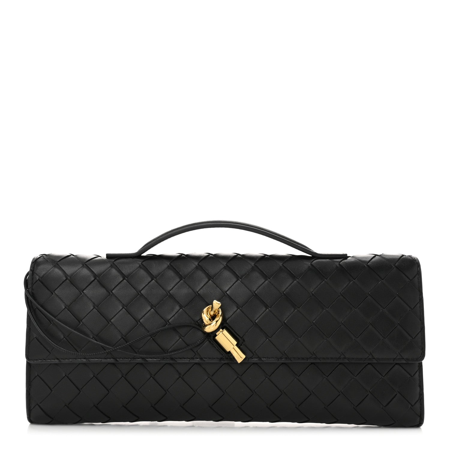 Bottega Veneta Nappa Intrecciato Long Andiamo Top Handle Clutch Black 1 of 9