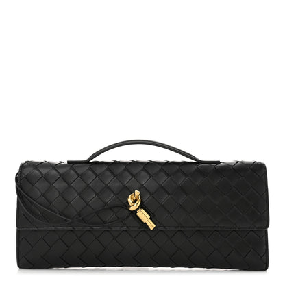Bottega Veneta Nappa Intrecciato Long Andiamo Top Handle Clutch Black 1 of 9