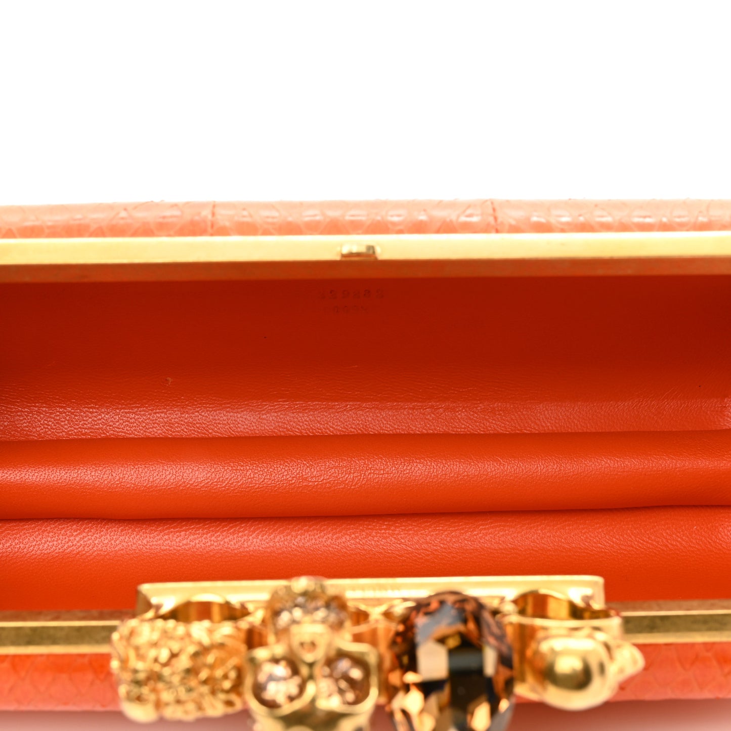 Snakeskin Knuckle Box Clutch Orange