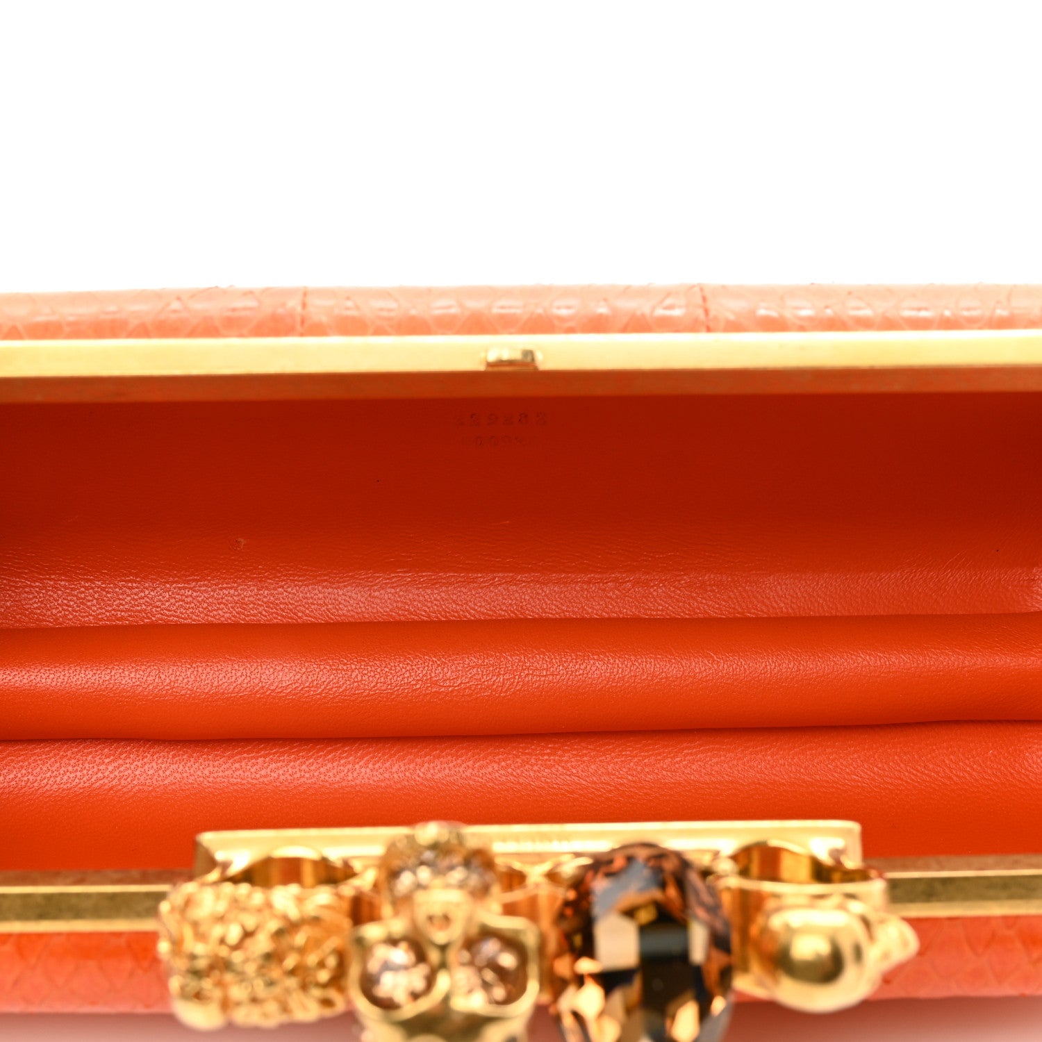 Alexander McQueen Snakeskin Knuckle Box Clutch Orange 5 of 8