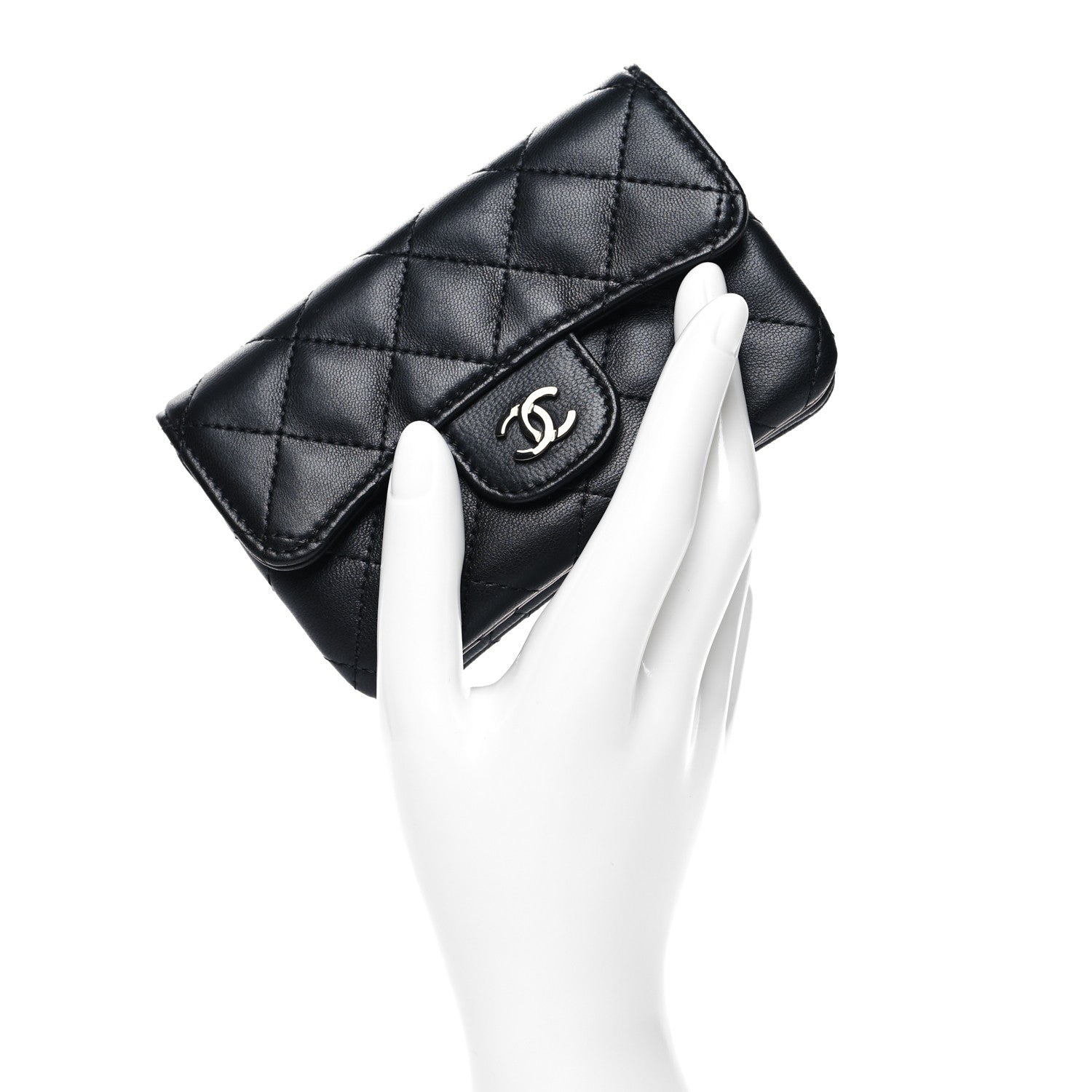 Chanel Lambskin Quilted Zip Card Holder Black 2 of 10