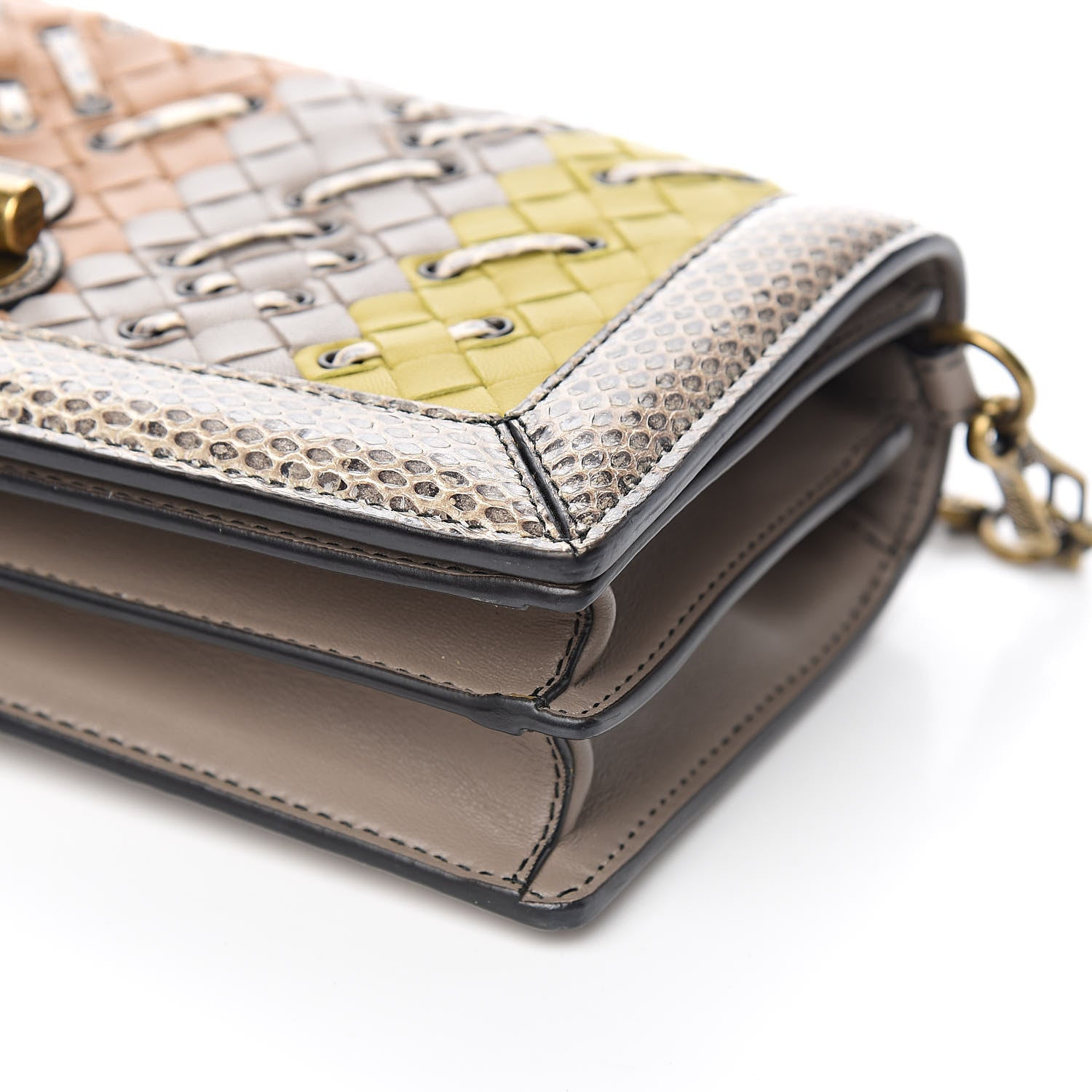 Bottega Veneta Nappa Ayers Intrecciato Club Stitch Knot Clutch Chamomile 8 of 9