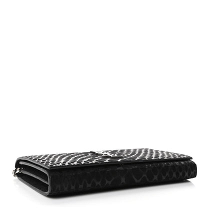 Saint Laurent Suede Python Embossed Monogram Chain Wallet Black 3 of 4