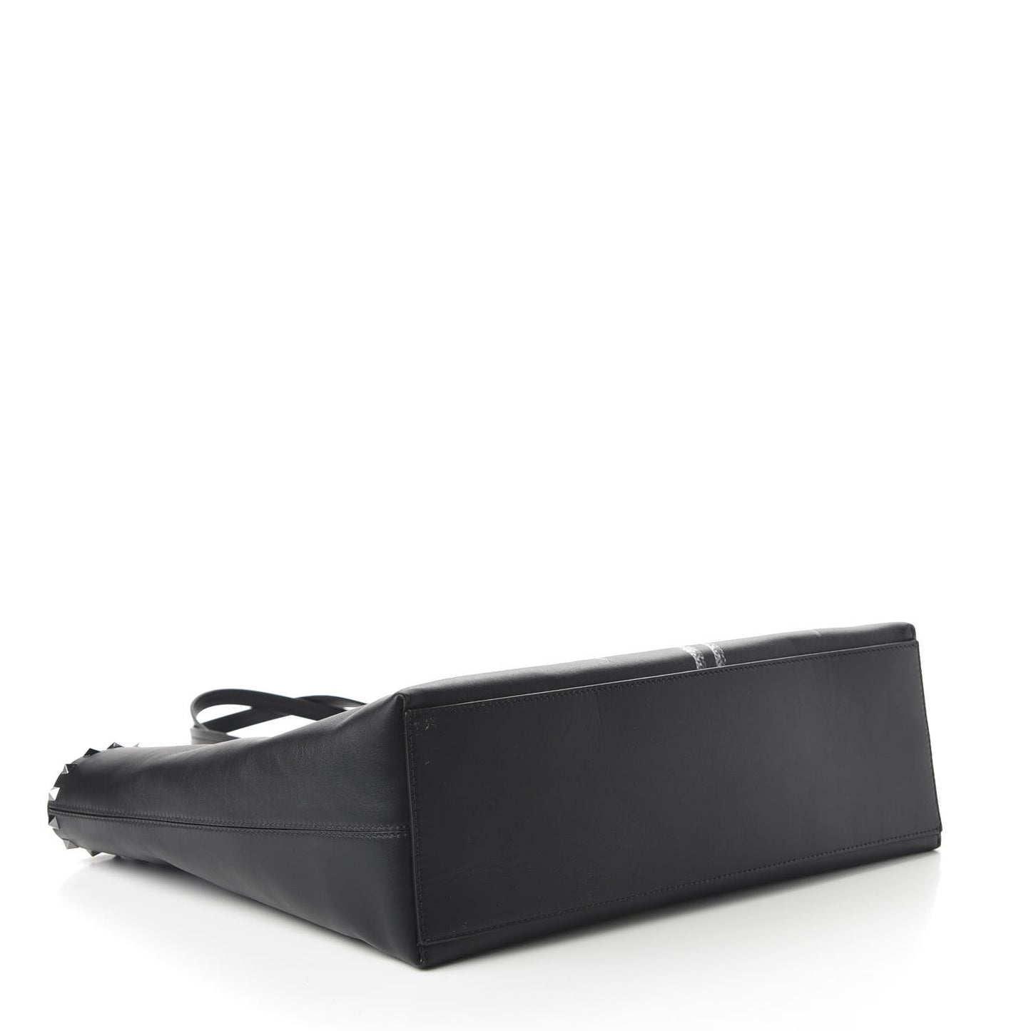 X UNDERCOVER Calfskin Print Rockstud Shoulder Tote Black