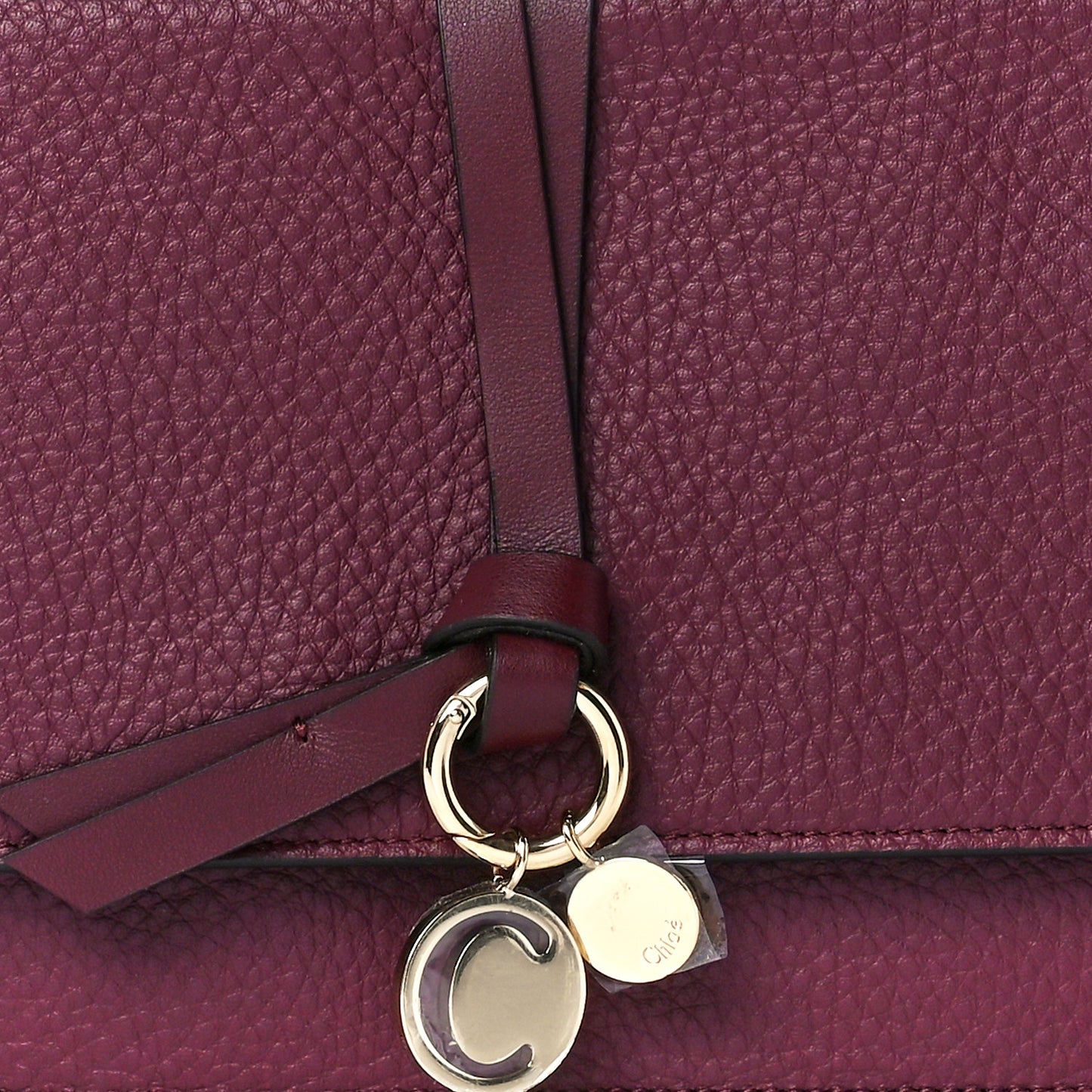 Grained Calfskin Alphabet Clutch Shoulder Bag Burgundy