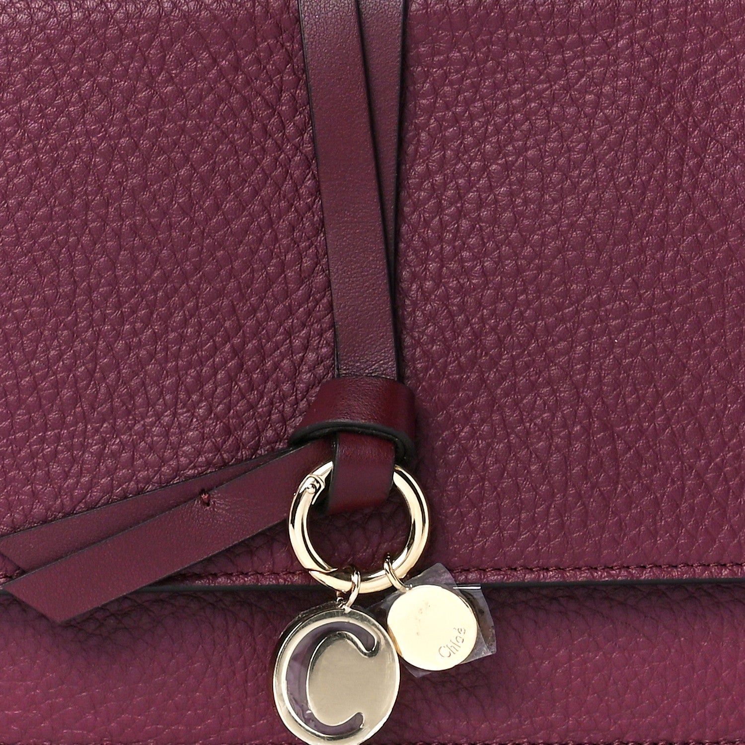 Chloe Grained Calfskin Alphabet Clutch Shoulder Bag Burgundy 9 of 12