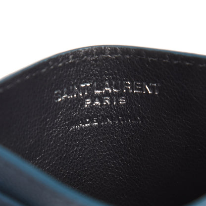 Saint Laurent Grain De Poudre Matelasse Chevron Monogram Credit Card Case Peacock Green 6 of 8