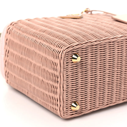 Prada Wicker Canvas Shoulder Bag Pesca 9 of 10