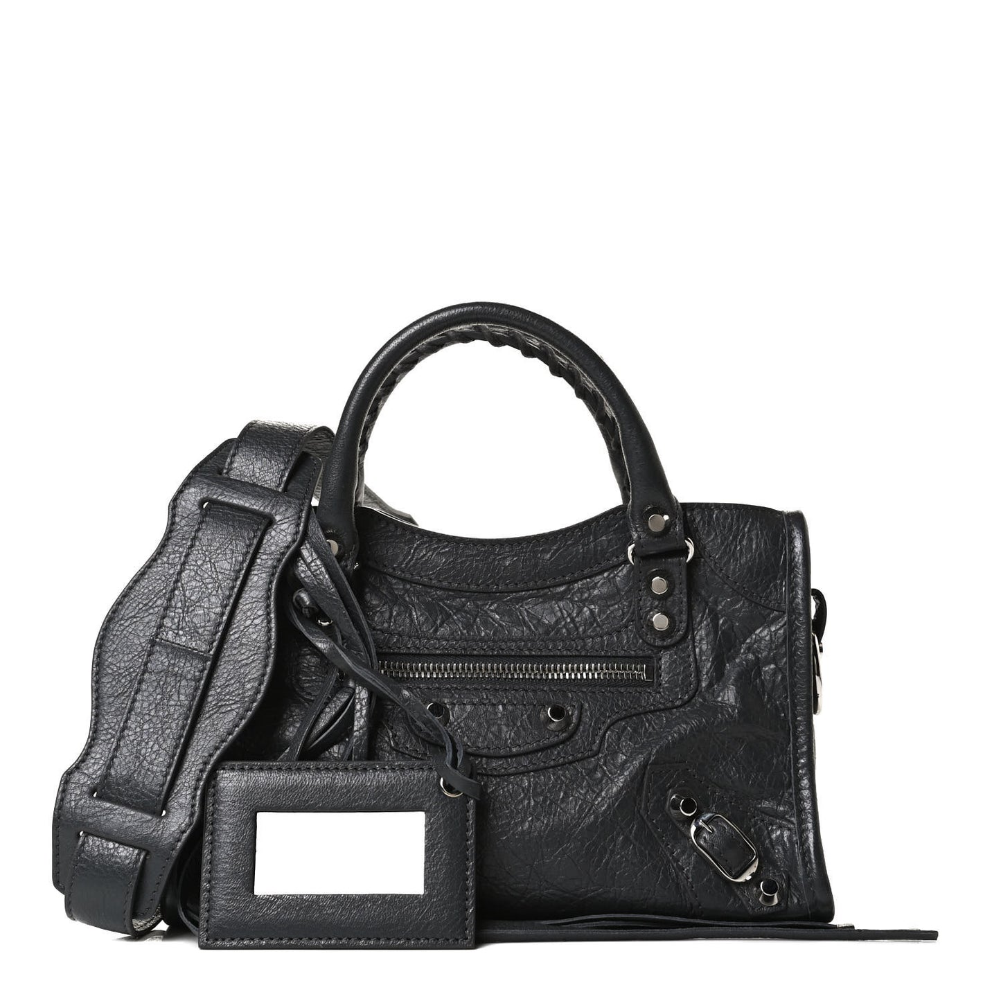 Agneau Classic Silver Hardware Mini City Gris Fossile