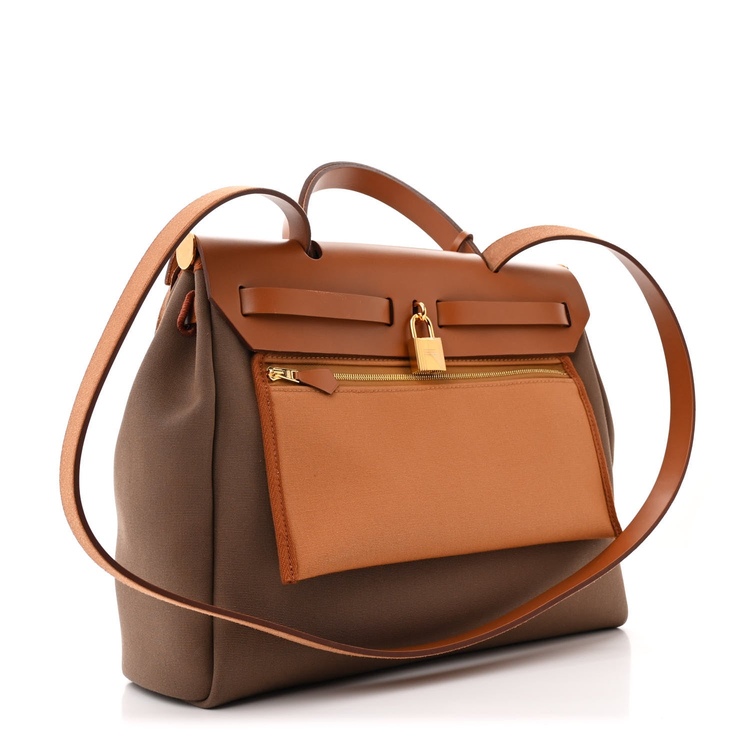 Hermes Military Toile Vache Hunter Herbag Zip Retourne 31 PM Etoupe Dune Fauve 4 of 12