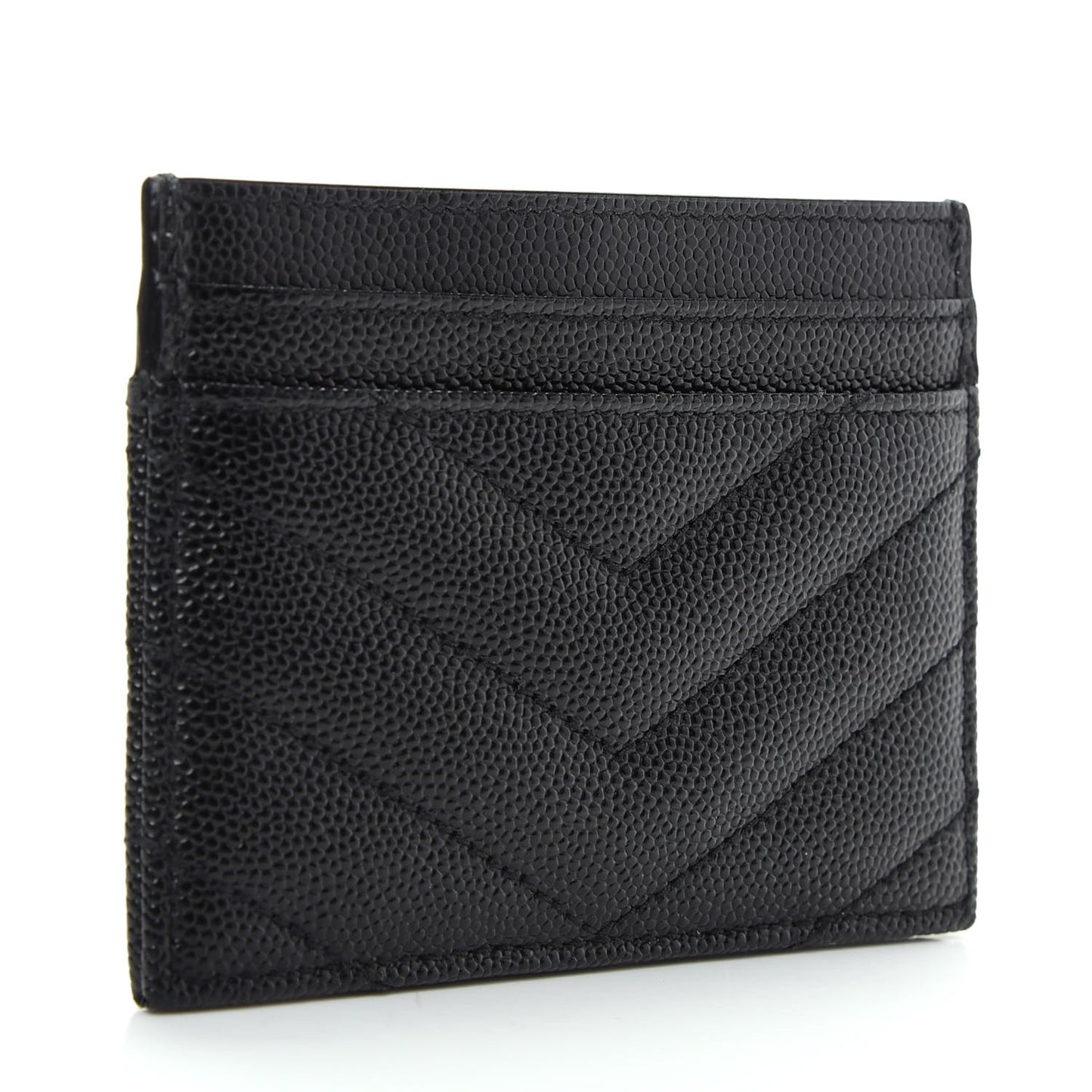 Grain De Poudre Matelasse Chevron Monogram Credit Card Case Black