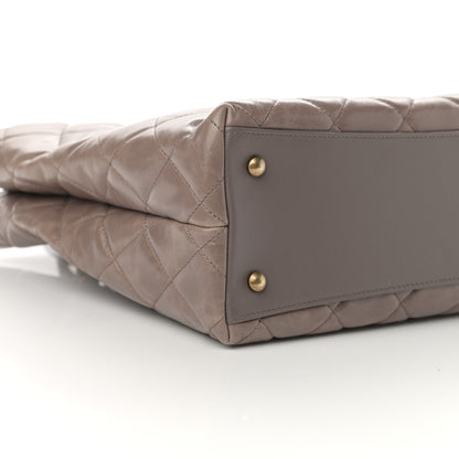 Chanel Glazed Calfskin Quilted Gold Bar Tote Dark Grey 9 of 11