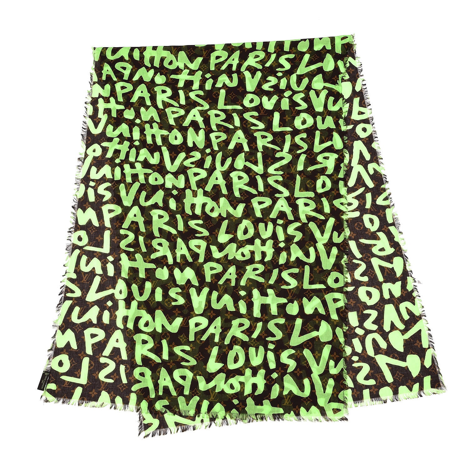 Louis Vuitton Cotton Graffiti Pareo Green 3 of 4