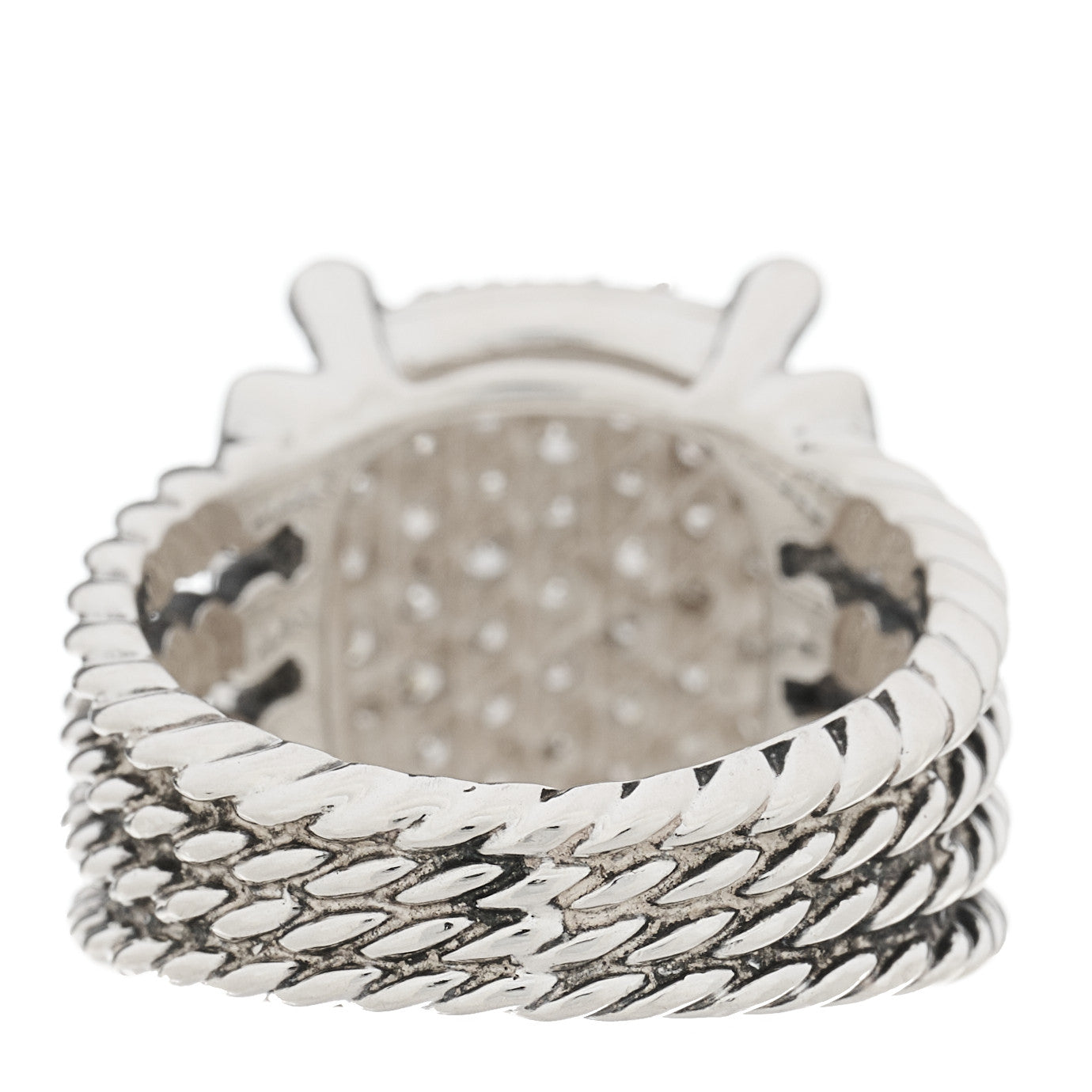 David Yurman Sterling Silver Diamond 16mm Wheaton Ring 54 7 4 of 5