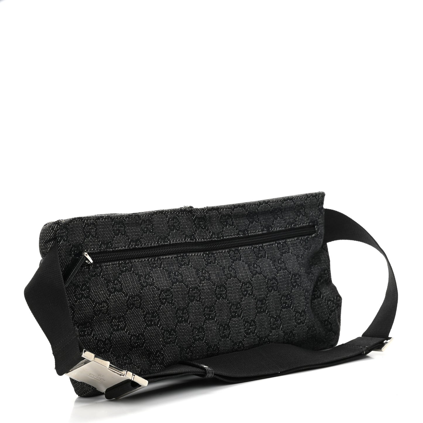 Denim Monogram Double Pocket Belt Bag Black