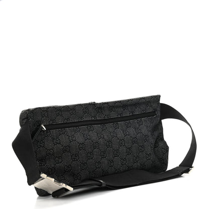 Gucci Denim Monogram Double Pocket Belt Bag Black 3 of 11