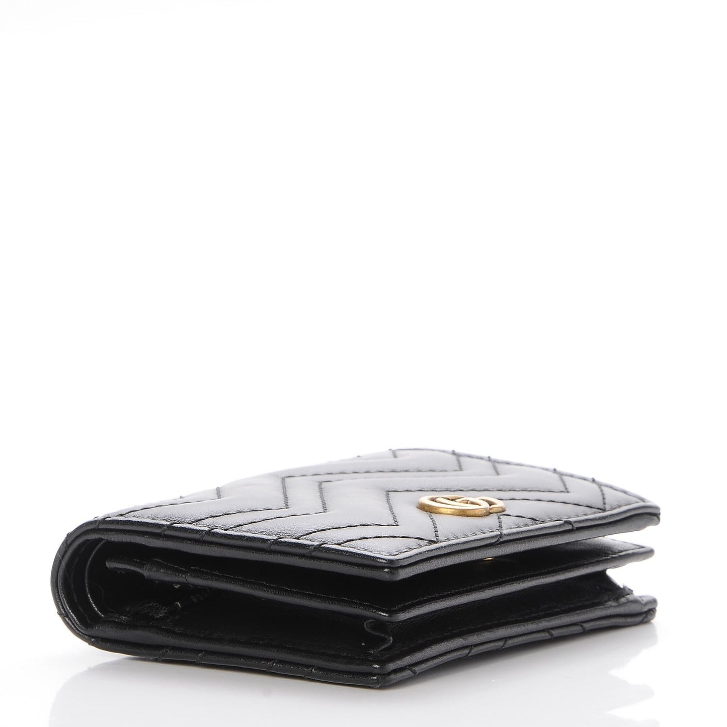 Calfskin Matelasse GG Marmont Card Case Wallet Black