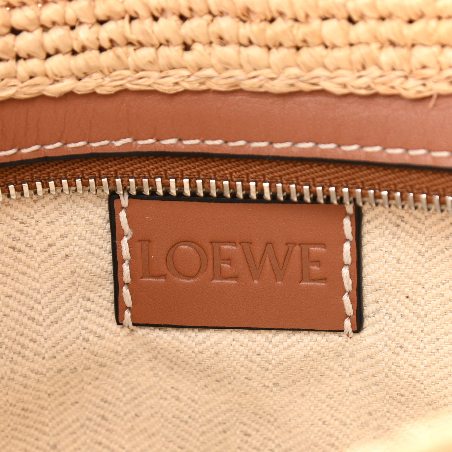 Loewe Calfskin Raffia Paulas Ibiza Pochette Bag Natural Tan 6 of 10