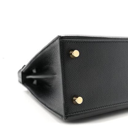 Hermes Epsom Horseshoe Kelly Sellier 25 Black Bleu Electrique 8 of 9