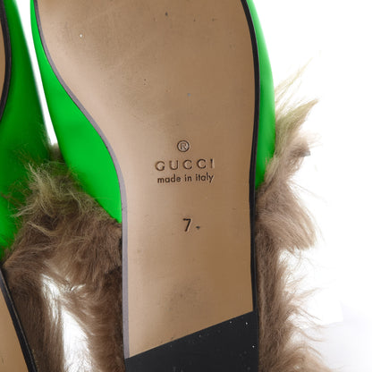 Gucci Calfskin Fur Mens Princetown Slippers 7 Fluorescent Green 6 of 9